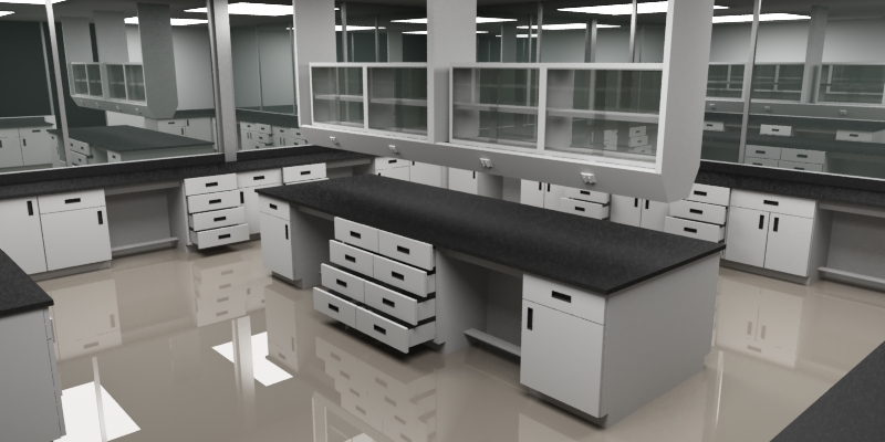 Render de laboratorio de microbiología